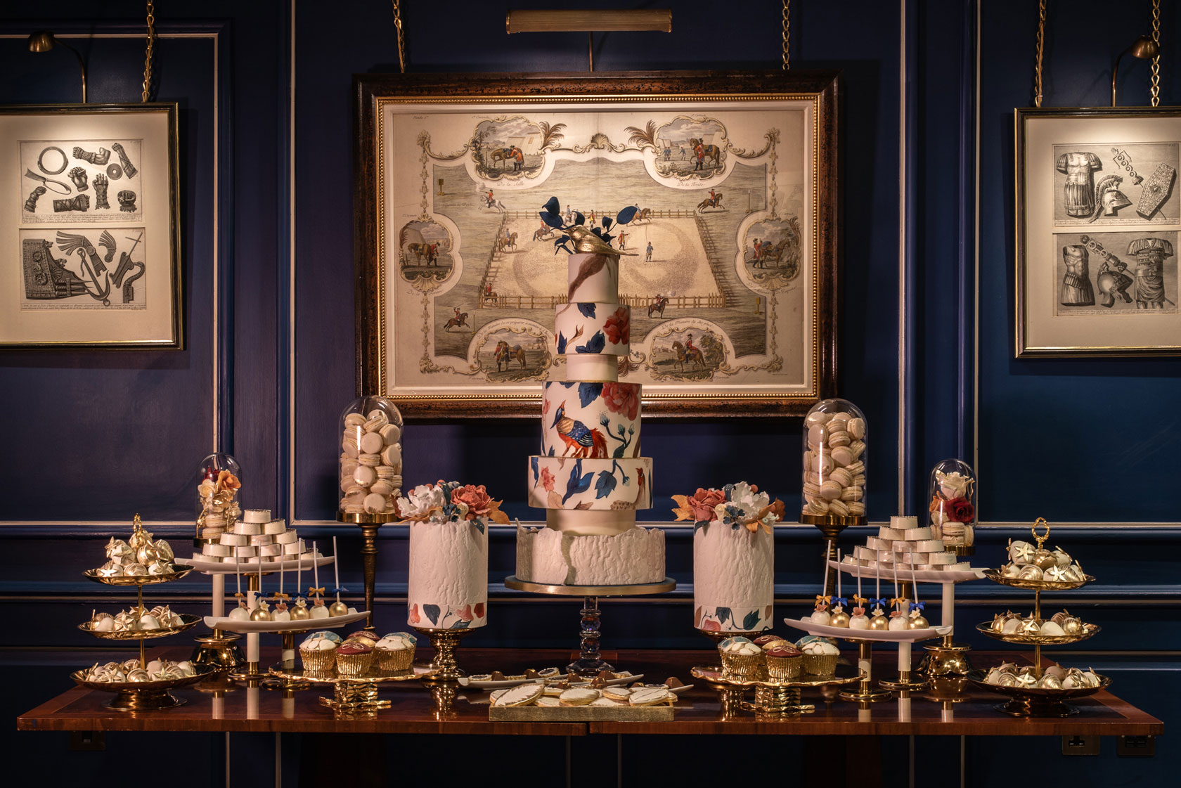 In the historic Sutherland Room At The Stafford sits GC Couture's Indulgence Bar&reg; Dessert Table Cake Display